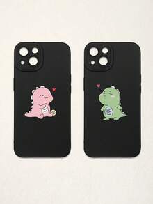 2pcs Minimalist Black Phone Cases, Dinosaur Phone Cases, Couple Phone Cases, Lens Protection Phone Cases, Compatible With IPhone & Galaxy, Phone Cases, Cases Compatible With IPhone 17 Pro Max, Covers, Cute Phone Cases, Compatible With IPhone 13 Case, Compatible With IPhone 15 Case, Phone Cases, Galaxy Phone Cases, Suitable As Birthday Gifts, Girlfriend, Boyfriend Or For Personal Use - Multicolor - View 33