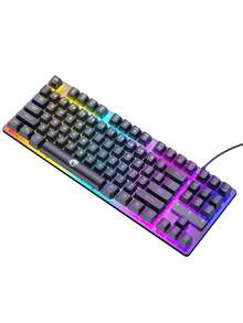 RGB 背光有线键盘、有线游戏背光台式电脑外设、笔记本电脑办公室背光游戏键盘 - 黑色 - 查看 8