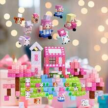 48/100/200/300pcs Magnetic Building Tiles, 0.78 Inch, Magnetic Princess Castle Pink Girly Flower Series Construction Blocks Cube Toy Set, STEM Educational Sensory Toy, Best Christmas, Halloween, Birthday Gift For Kids 3+ Years Old - Multicolor - View 7