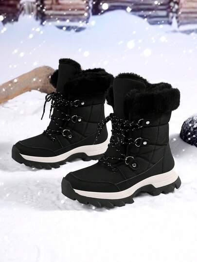女士户外雪地运动鞋，女士休闲中筒轻便防滑保暖雪地靴，女士保暖加厚舒适踝靴