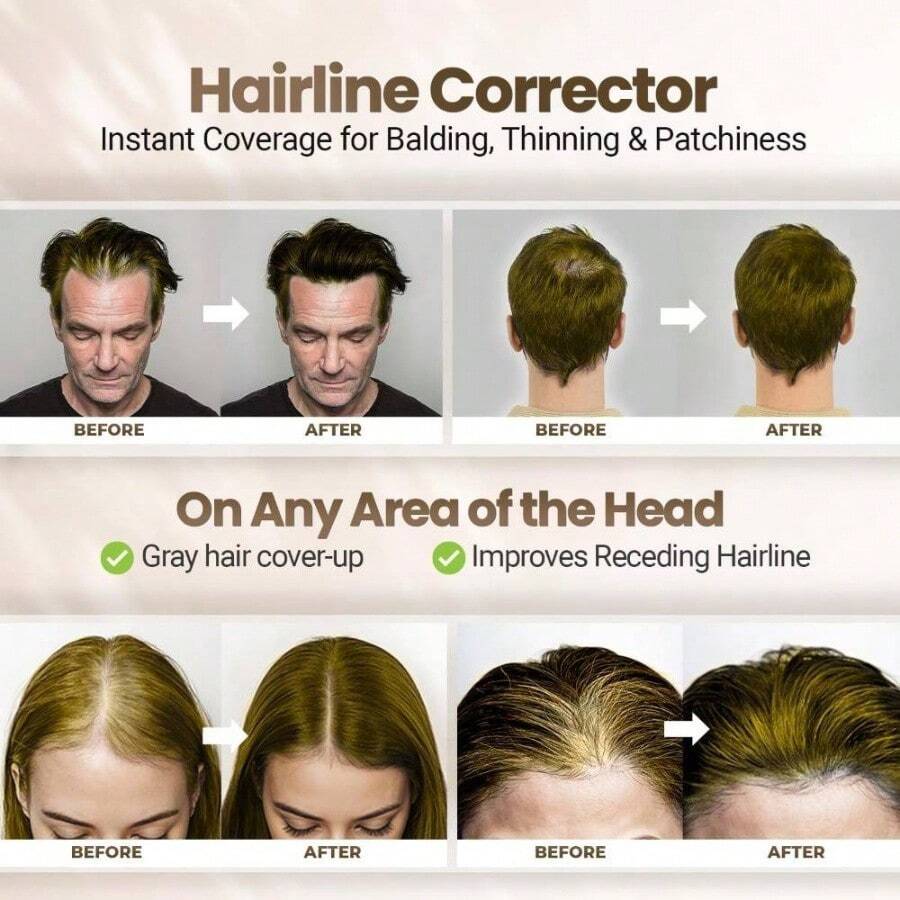 Polvos Koloret para retocar races: marrn oscuro para mujeres y hombres. Cubre las canas al instante. Corrector de la lnea capilar para cabello fino y calvas. Resistente al agua y a las manchas. 4g - Rubio medio + 4 g - Ver 1