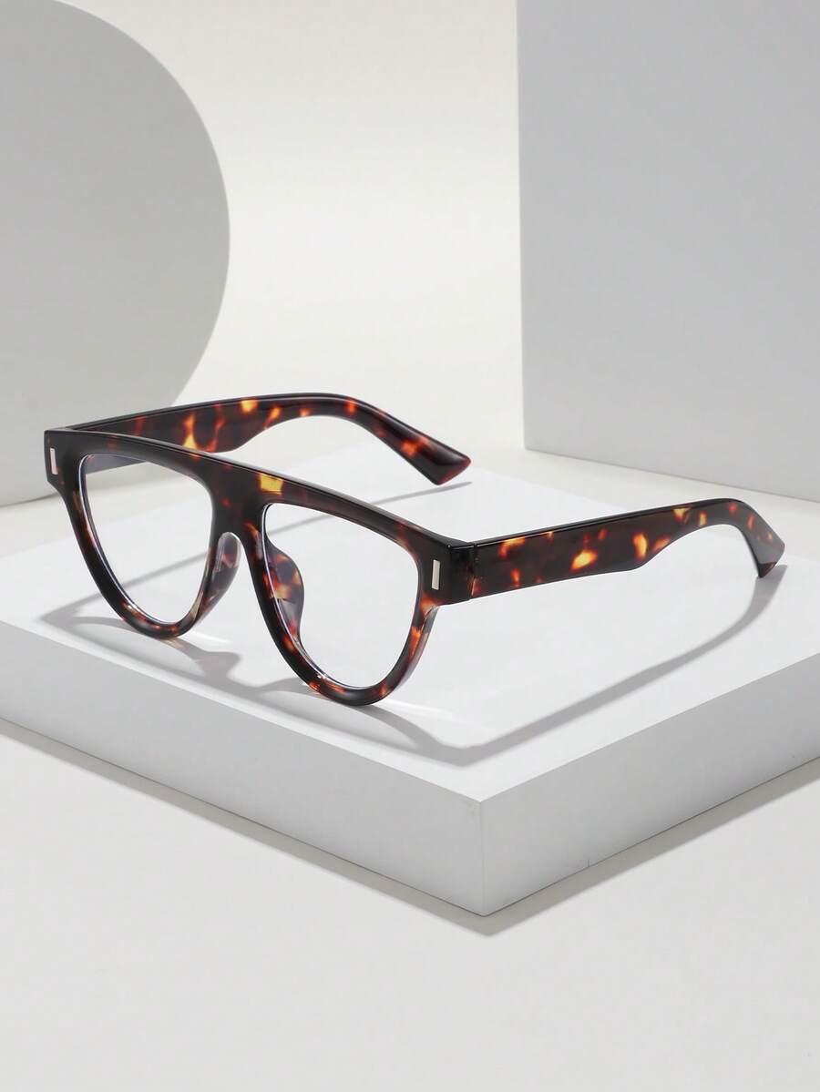 1 Pair Women's Geometric Y2K Fashion Designer Leopard Print Bohemian Glasses, Suitable For Reading, Newspaper, Street Photography, Travel