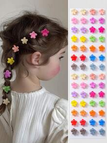 100pcs/Pack Kids Cute Small Dopamine Flower Design Hair Clips Bangs Clips Baby Hair Accessories - Multicolor - View 8