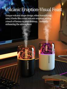 1 pieza Difusor de aroma volcánico de 180ml de capacidad (alimentado por USB). 2 modos de niebla, funcionamiento silencioso, 5 aromas (fragancia oceánica), se puede usar como ambientador de coche y difusor de aceites esenciales para el hogar. - Blanco y negro - Ver 4