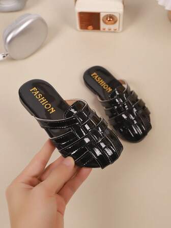 Kids Casual Outdoor Comfortable Personalized Anti-Slip Wear-Resistant Flat Round Toe Slide Sandals, Kids Beach Holiday Slippers