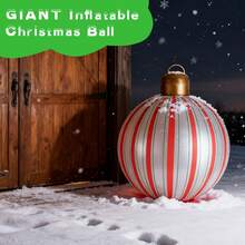 2 piezas Decoración inflable de globo navideño, Adorno navideño gigante de 24 pulgadas, Bola de Navidad inflable extra grande para decoración de jardín y patio exterior, 23.62 pulgadas - Multicolor - Ver 4