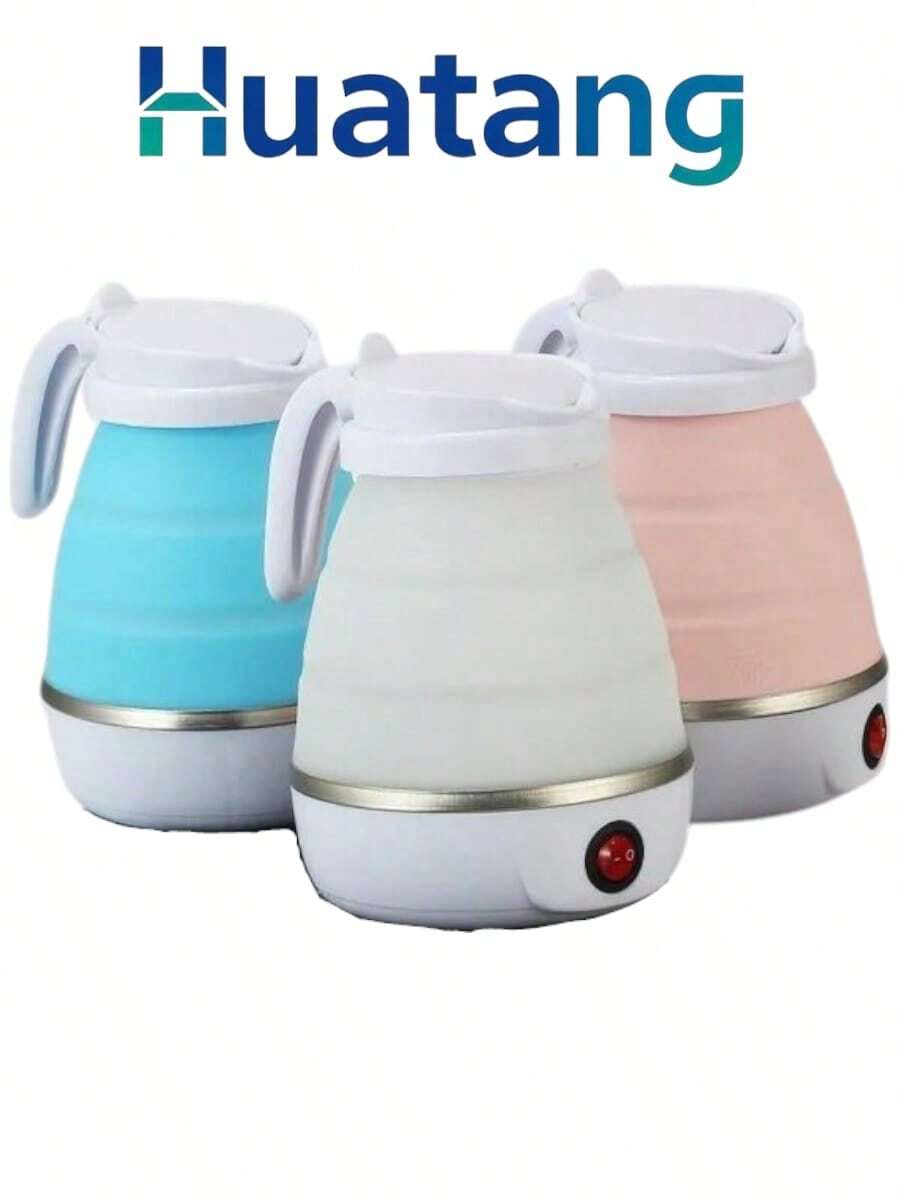 HUATANG COLOR SOPRESA TETERA CAFETERA ELECTRICA PORTATIL CALENTADOR HERVIDOR PLEGABLE 600 ml, 3 COLORES DISTINTOS DE SILICONA GRADO ALIMENTICIO AGUA HERVIDA EN 9 MINUTOS DE FACIL TRASLADO CABLE DE LUZ SEPARABLE - Multicolor - Ver 1