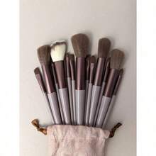 13件套专业化妆刷套装，女士化妆刷套装，带收纳袋，时尚女孩必备，采用优质纤维制成，适用于粉底、遮瑕、眼影、腮红等多种彩妆产品 - 女士礼物，适合初学者，旅行必备，情人节礼物，价格实惠，旅行化妆刷，送给女性的礼物，化妆师，专业全套化妆工具 - 隨機顏色-13件套 - 查看 11