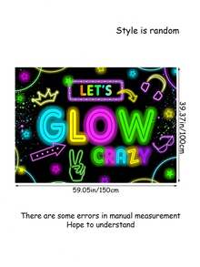 Neon Party Decor Backdrop Let Us Glow In The Dark Banner Photography Backdrop Birthday Pajama Graffiti Splatter Paint Black Light Photo Booth - Party Decor Backdrop - Multicolor - View 3