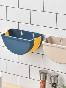 1个可折叠厨房垃圾桶，也可作汽车垃圾桶、办公室纸巾篮、塑料折叠垃圾桶、壁挂式橱柜门挂式垃圾桶，适用于家庭、客厅、浴室，创意厨房分类垃圾桶 - 藏青色 - 查看 4