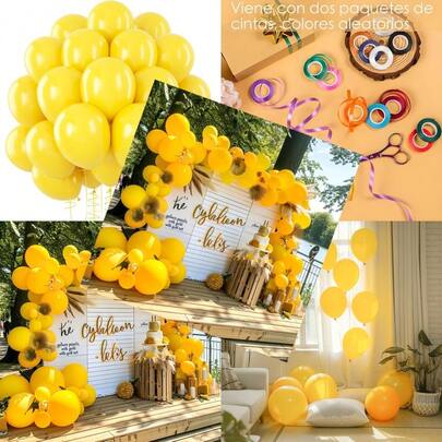 Amarillo Globos100 piezas de globos de latex para fiesta con 2 piezas de cintas de helio de calidad para cumpleaños graduacion San Valentin Navidad bodas decoraciones para fiestas