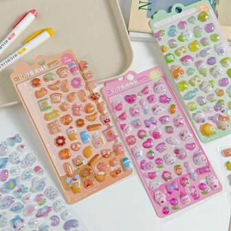 3D Cartoon Embossed Stickers, Cute Dimensional Stickers For Kids, Fun Decorative Materials For Scrapbooking, Cups, Phones