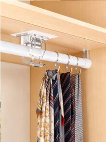 The Telescopic Rod Is Fixed, With Anti-Drop Clips. The Curtain Rod Bracket Is Of The Hook Type, And The Door Curtain Rod Is A Perforation-Free Crossbar Bracket - Multicolor - View 3