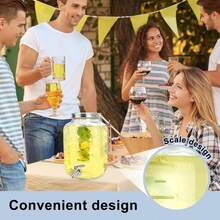 1-Gallon Glass Beverage Dispenser (With Base), 2-Piece Set Glass Beverage Dispenser With Stainless Steel Spout, Large-Capacity Party Beverage And Liquor Dispenser. - 2pcs - 查看 5
