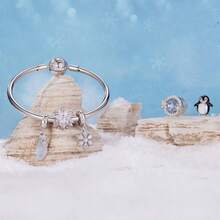 Bamoer 原创 S925 纯银吊坠 冬季雪花手链 串珠 DIY 首饰配件 纯浪漫冰雪珠 日常搭配 时尚女装首饰 - 彩色 - 查看 4