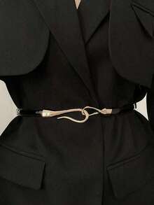 1 Piece Adjustable Belt For Women, High-End Fashion Casual New Waist Belt, Versatile Decorative Women's Waist Cincher, Fashionable Versatile Dress Belt, Thin Summer, School Autumn, Autumn, Halloween - 黑色 - 查看 6