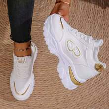 2025新款女士经典时尚舒适防滑耐穿户外休闲运动鞋 - 金色 - 查看 11