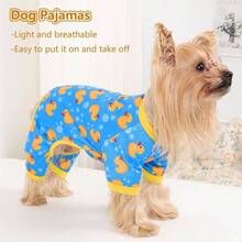 Pijamas para perros de tamao pequeo, ropa elstica para perros de verano, 4 patas, trajes suaves y lindos para cachorros para perros y gatos corazn de amor, mediano - Pequeño + Pato azul - Ver 7