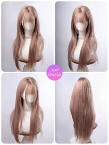 SHUDUO 1顶合成耐热直发混色假发，纤维材质，适合日常佩戴，自然逼真（不含配件） - 彩色 - 查看 7