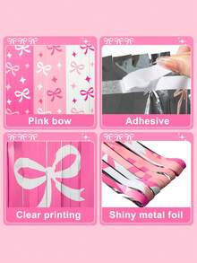 قطعتان شريط ألومنيوم وردي على شكل فراشة مع شرائط معدنية، خلفية للصور الحفلات، ديكور عيد الحب، إكسسوار حفلة رومانسية - متعدد الألوان - مشاهدة 6