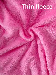 小女孩可爱卡通独角兽印花粉色毛茸茸连帽中长款外套，秋冬 - 粉色 - 查看 8