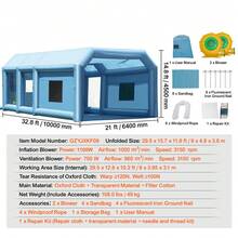 Cabina de pintura inflable, cabina de pintura inflable de 32,8 x 21 x 14,8 pies, con potentes sopladores de 1100 W+750 W y sistema de filtro de aire, cabina de pintura portátil para camiones grandes, furgonetas grandes, maquinaria grande - 32,8 x 21 x 14,8 pies - Ver 7
