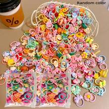 40/80个混色图案可爱发圈套装，弹性发圈不伤发 - 彩色弹力发带，适合马尾辫和麻花辫，随机颜色组合发饰