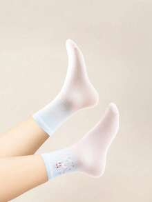 Disney 1/5 pares de calcetines de niños con diseños de dibujos animados, calcetines transpirables para niños y niñas para usar en la escuela/casa, primavera/verano - Multicolor - Ver 4