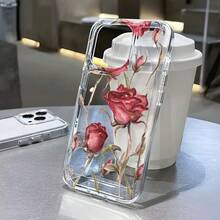 Funda protectora transparente de rosa roja fresca: espacio grande, adecuada para la serie Apple  14 Pro, funda protectora para  13, 11/12, avanzada y amigable con la piel, adecuada para la funda de  15 Plus, funda protectora para  14 Pro Max, funda protectora para  13, funda suave para  12, funda protectora para  15 Pro Max SYAO - Colores mixtos - Ver 5