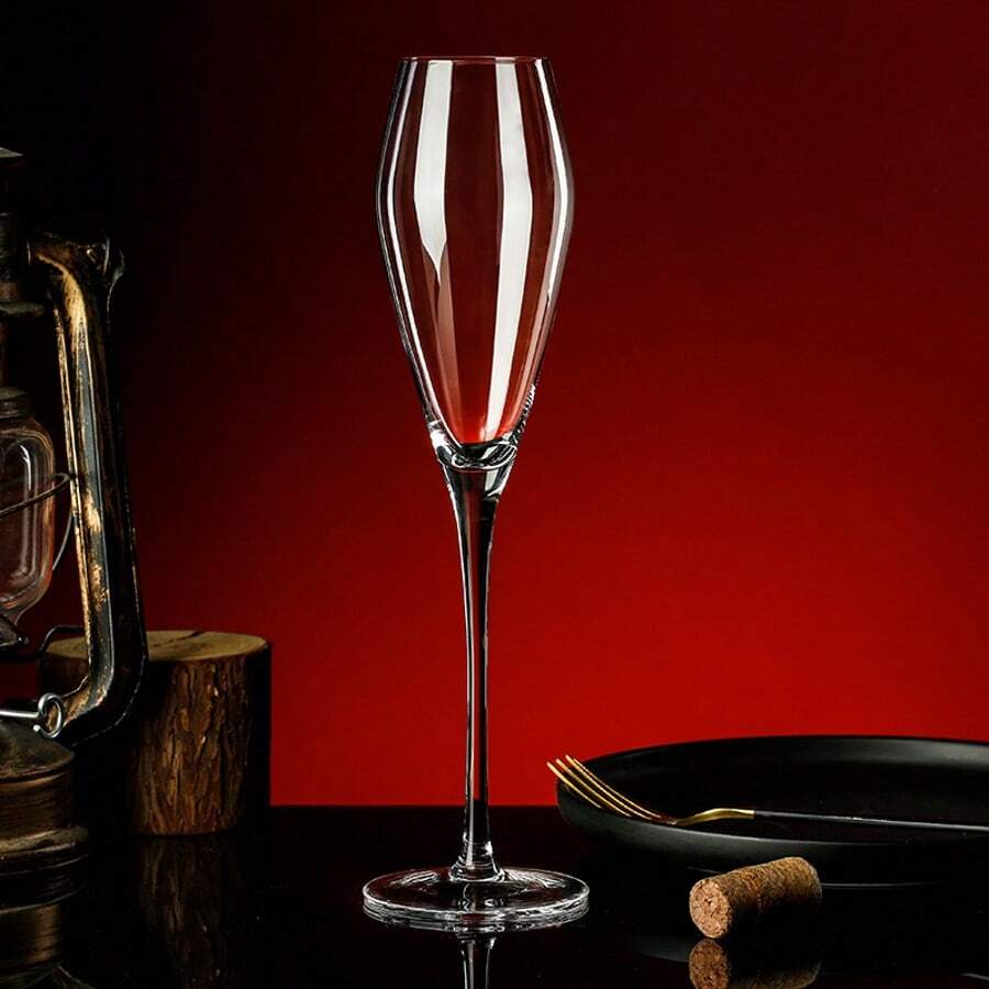 1pc Elegant Handmade Crystal Glass Champagne Flute - Creative Wedding Gift, Ladies Sparkling Wine Glass, Reusable Transparent Glass, Unique Design, Suitable For Cold Drinks, Hand Wash Only