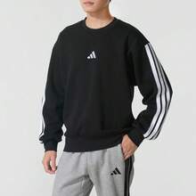 Sudadera para hombre Adidas, nueva casual deportiva de invierno 2025 con forro polar, cuello redondo con 3 rayas, JE6304