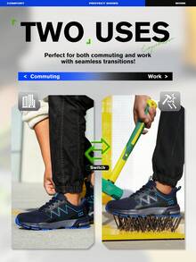 Men's Safety Shoes, Steel Toe Athletic Shoes, Anti-Smash Work Shoes, Black Gray/Royal Blue Lightweight Steel Toe Safety Boots, Anti-Smash Anti-Puncture Hiking Shoes, Construction Industrial Warehouse Protective Low-Top Shoes, Unisex - Royal Blue - View 10