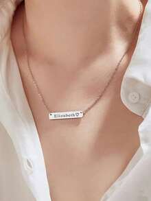 [ZzAi Custom] 1 Stück personalisierte lange Halskette mit Namen, Freundschafts- und Valentinstagsgeschenk, personalisierte Edelstahl-Halskette, Schmuck-Partygeschenk, Mode, Herbst-, lässig, Vintage, antik, minimalistisch, individuell, personalisiert, einzigartig, ideales Geschenk, geeignet für Freundin, Mutter, Familie, Freunde, Tochter, sie, Großeltern, für Jahrestag, Geburtstag, Alltag Outfit - Typenschildmodell - Übersicht 2