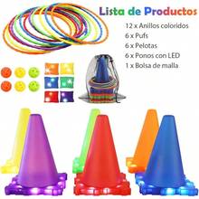 Juego de Carnaval 3 en 1, Juego de Lanzamiento de Aros, Anillos de Plstico, Bolsas de Frijoles Conos, de Cumpleaos, Escuela, Interior, Exterior, Juegos de Patio para Nios - Luces de carnaval - Ver 8