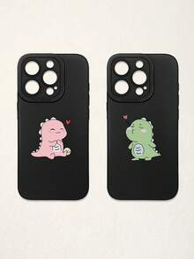 2pcs Minimalist Black Phone Cases, Dinosaur Phone Cases, Couple Phone Cases, Lens Protection Phone Cases, Compatible With IPhone & Galaxy, Phone Cases, Cases Compatible With IPhone 17 Pro Max, Covers, Cute Phone Cases, Compatible With IPhone 13 Case, Compatible With IPhone 15 Case, Phone Cases, Galaxy Phone Cases, Suitable As Birthday Gifts, Girlfriend, Boyfriend Or For Personal Use - Multicolor - View 31