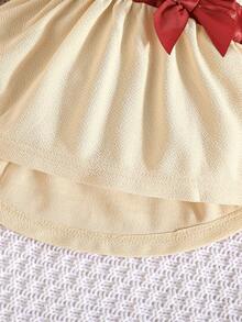 Baby Girls' Ruffled Long Sleeve Knitted Bow Top And Casual Pants Set, Outdoor Leisure Wear, Spring/Autumn - Multicolor - View 6