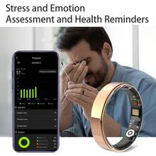 Lightweight & Comfortable Smart Ring, Gesture Sensing Remote Control, Slim Bezel Design, Support Multiple Sports Modes, Real-Time Activity Tracking, IP68 Waterproof, Camera Control, Unisex - Black - View 3