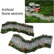 1/2pcs Realistic Stone Path, Resin Art Decor, Fairy Garden Pathway Stones, Bonsai Statue Ornament, Model House Display Prop, Multiple Curved Miniature Rock Path, Garden And Yard Micro Landscape Decoration, Fairy Tale Garden - Multicolor - View 1