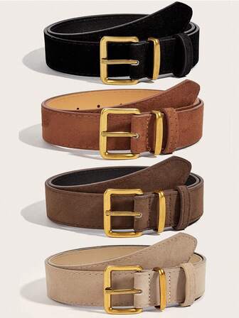 4pcs Fashion Waist Belt Set, Decorative Belts Suitable For Dresses And Pants, Solid Color Elegant Ladies Belts, Casual Daily Commute Belts, College Style Waist Accessories, Suitable As Gifts