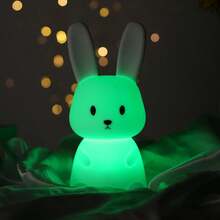1pc Soft Silicone Rabbit Night Light, USB Rechargeable, Tap To Change Color, Warm Bedroom Desk Decor Lamp, Christmas Birthday Gift For Her, Dimmable Warm Light For Sleep
