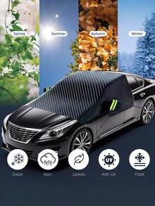 1 pieza Cubierta de parabrisas de coche de tela Oxford, anti-nieve y anti-luz solar, adecuada para todas las estaciones, a prueba de viento, cortina de nieve de coche de tela Oxford, cubierta de parabrisas de coche con adsorción magnética - Material de tela Oxford resistente, fácil de instalar, anti-escarcha y anti-UV, cubierta de ventana lateral, cierre magnético de alta resistencia, accesorio de coche de invierno.