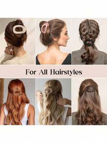 مجموعة مشابك الشعر، مشبك شعر مقوس مطفأ الظهر، مشبك شعر مستطيل، إكسسوار شعر، هدية رائعة، هدية عيد الميلاد، هدية عودة إلى المدرسة، هدية موسم السفر، 3 قطع، مجموعة مشابك شعر نسائية مسطحة مستديرة 5 قطع، مشبك شعر لا ينزلق، رجعي وبسيط مقوس