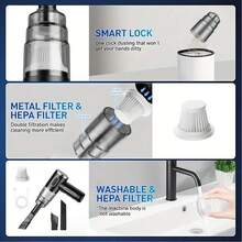 SOKANY 便携式手持车载吸尘器，3500Pa吸力，手持便携设计，USB充电，适用于清洁汽车、车间、电脑、家居、装饰、办公室和家用沙发