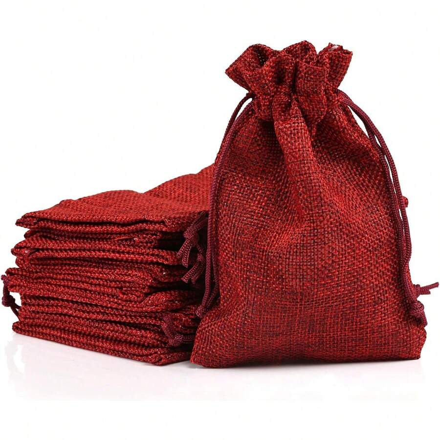 24 Stück Jutebeutel Adventskalender - 12x16cm Baumwollbeutel, Natur - Geschenkbeutel, Weihnachtsbeutel mit Zugband für Süßigkeiten & Kleinigkeiten