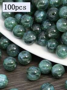 100颗星空树脂闪光圆珠，直孔散珠，适用于DIY珠宝制作 - 細閃珠 - 查看 40