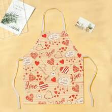 1 pezzo Grembiule con stampa fenicottero e cuore, creativo, divertente e alla moda, grembiule per pulizie domestiche resistente all'olio e facile da pulire, grembiule da cucina, grembiule creativo per la casa