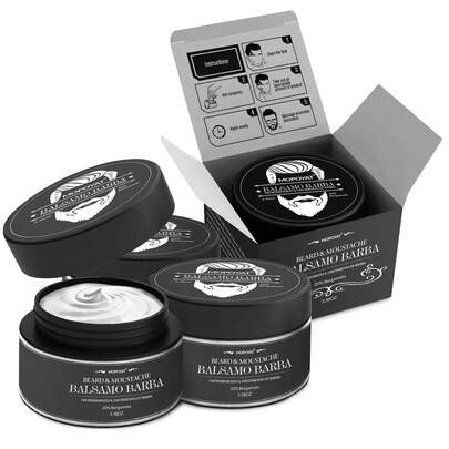 Bálsamo para Barba MOPOYAT - ¡Realza el encanto de tu barba! Nutre y fortalece tu barba - Limpieza profunda - Bálsamo para Barba - Sin alcohol (1/2/3 piezas)