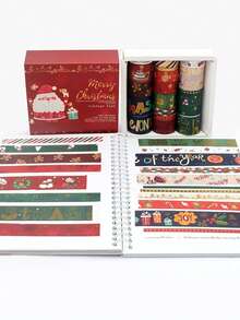 20 Rolls/Box Christmas Bronzing-Patterned Washi Tape, Featuring Various Christmas Pattern Designs, Suitable For Greeting Card Decoration, Scrapbooking And Gift Box Packaging Decoration, Christmas Decoration
