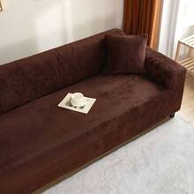 XM-Mirelitho 1PC Soft Plush Sofa Cover, Stretch Full Coverage Couch Slipcover, Washable Anti-Slip Furniture Protector For Living Room All Seasons - Coffee Brown - View 7