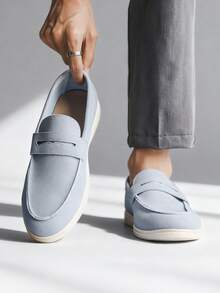 Men's Slip On Loafers Designer Nantucket Breeze New Classic Designer Solid Imitation Suede Leather Casual Affordable Brand Sense Soft Comfortable Breathable Lightweight Non Irritating Foot Daily Commuting Non Slip Wear Resistant Flats Casual Shoes Fashion Suit Versatile Student Graduation Ceremony Preppy Business Dress Shoes Men's Office Party Banquet Wedding Groom Shoes Spring Summer Autumn Large Walking Shoes - Blue - View 3